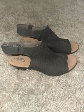 Collection By Clarks Comfy Open-Toe Slingback Sandals Dark Grey Graphite 11